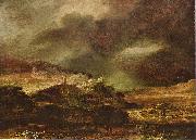 Rembrandt Peale Stadt auf einem Hogel bei sturmischem Wetter